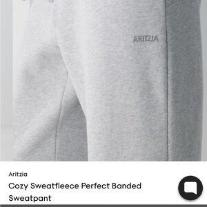 Aritzia Gray Cozy Sweatfleece Wide Leg Pants
